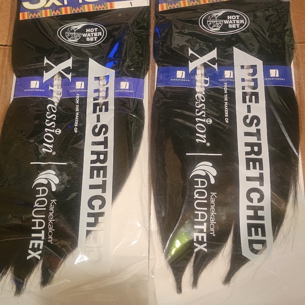 RUWA 3x PRE-STRETCHRF BRAIDS 24" COLOR 1-1, 1B-1 = 2 PACKAGES OF HAIR